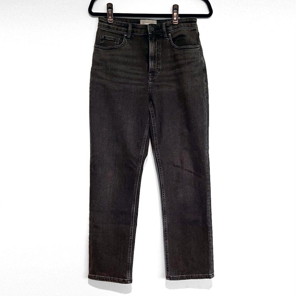 Everlane Women's The High Rise Straight Black Jean Size 27 Ankle Denim
